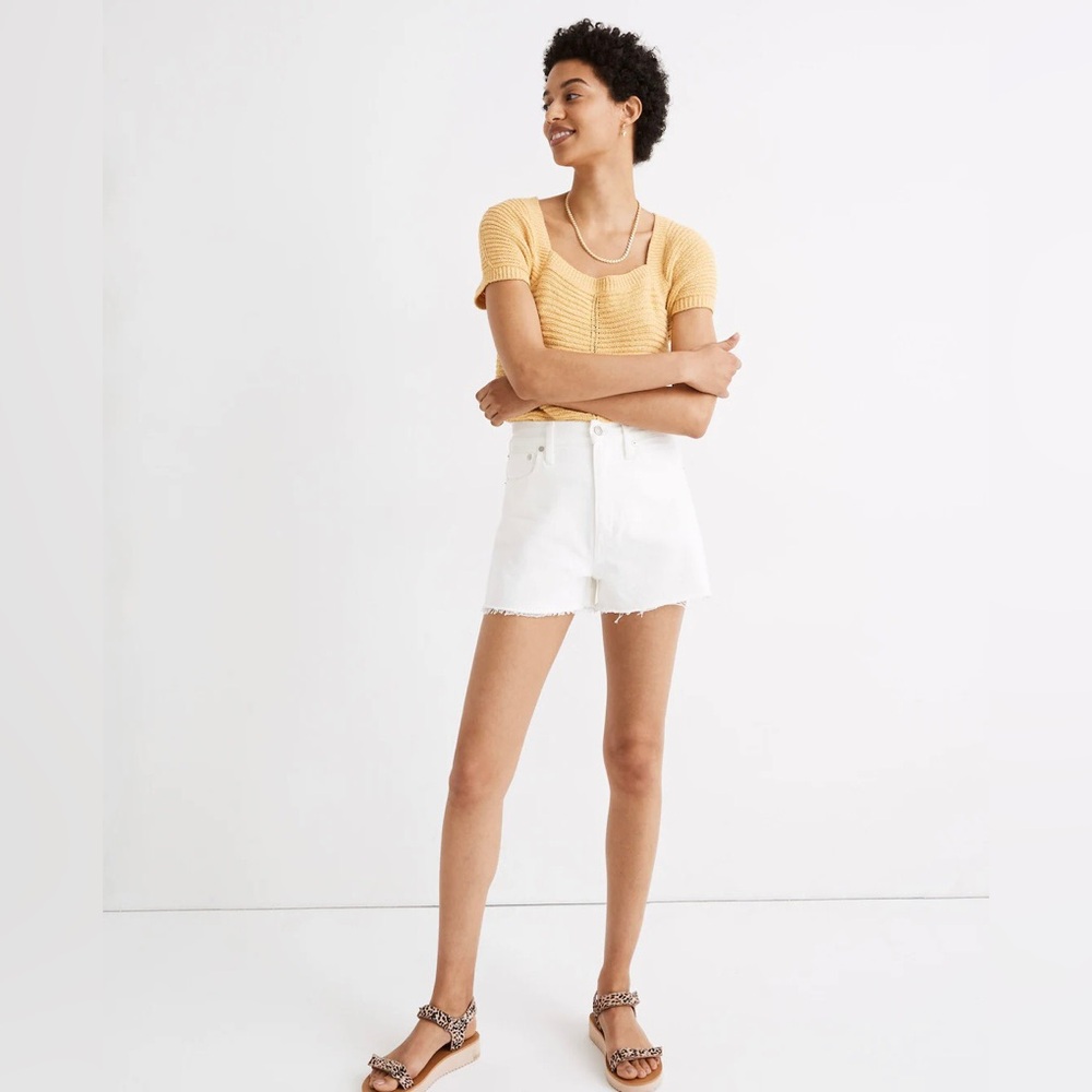 Madewell High-Rise White Denim Shorts